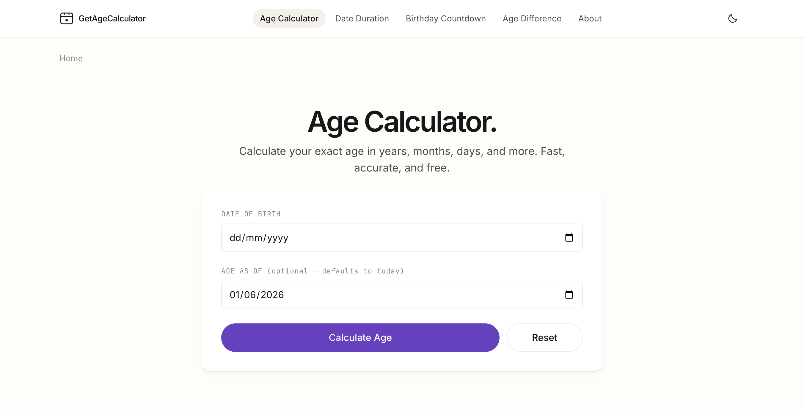GetAgeCalculator