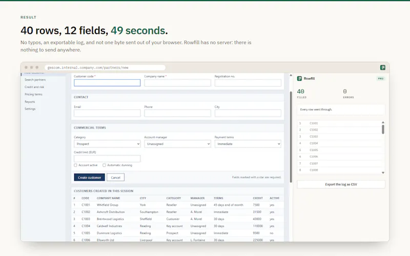 Rowfill screenshot 6