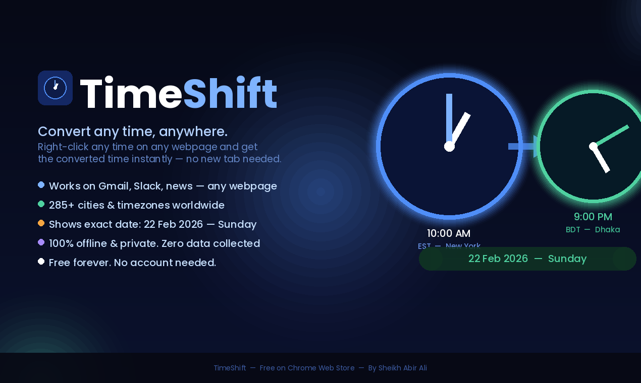 TimeShift - Instant Timezone Converter gallery image