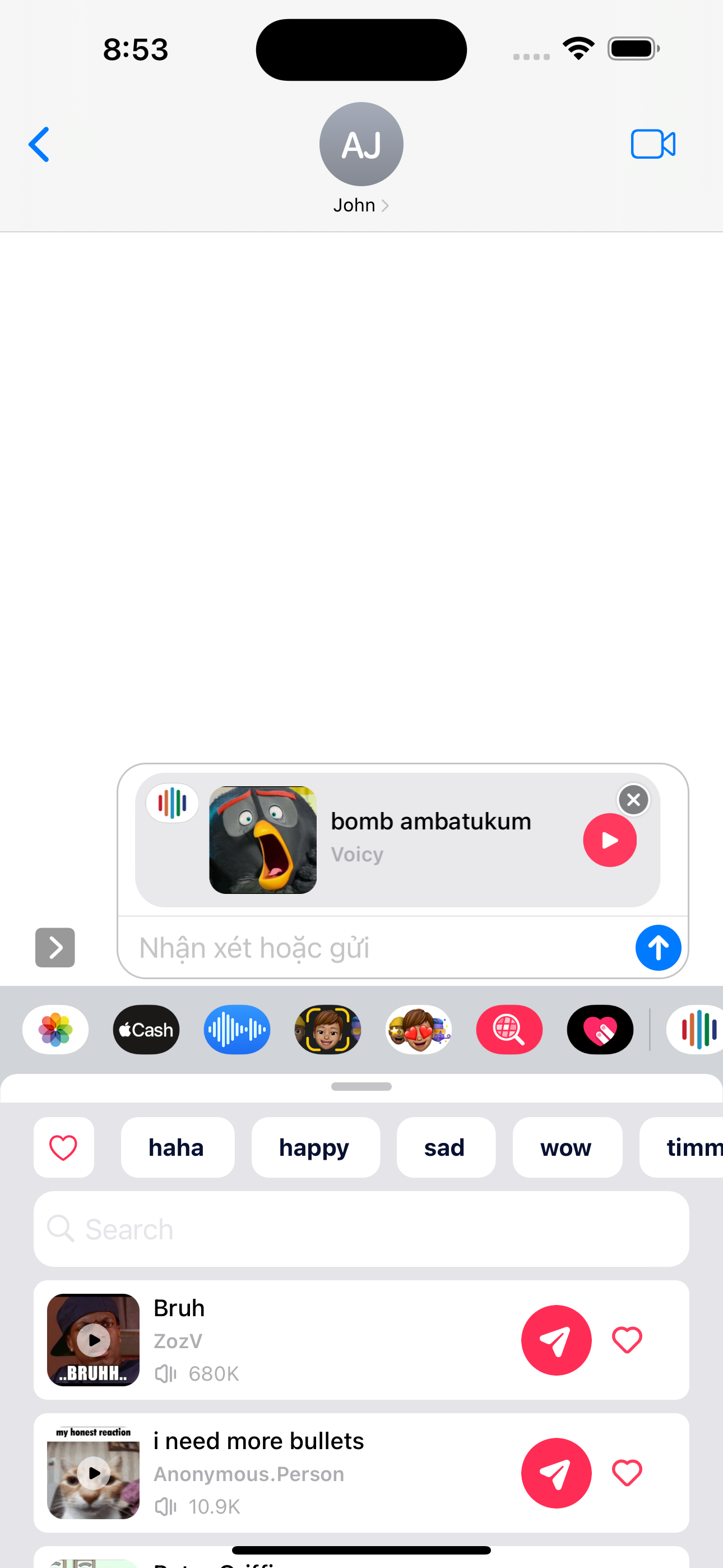 Application vocy iMessage media 1