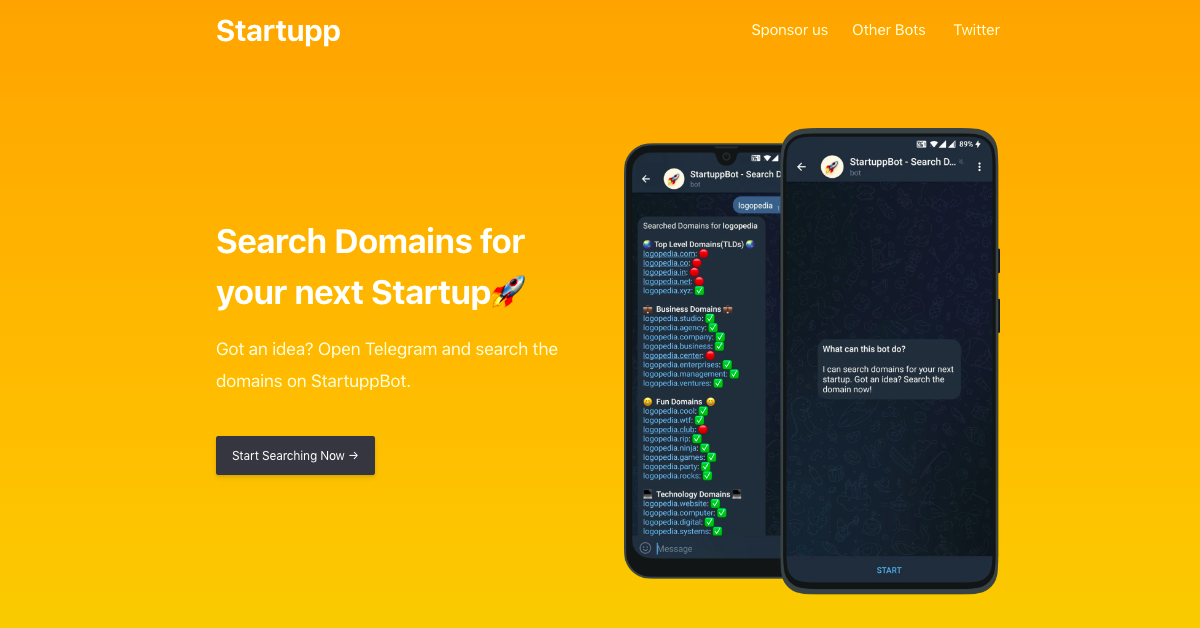 Dominios STARTUPP - Dominios de búsqueda para su próxima inicio en Telegram media 3