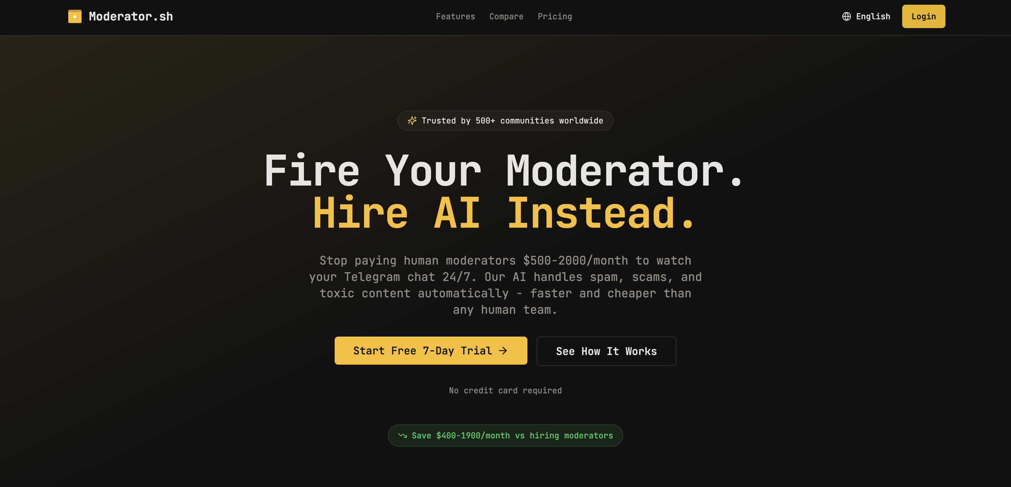 Moderator.sh - Screenshot 2 showing product features and functionality