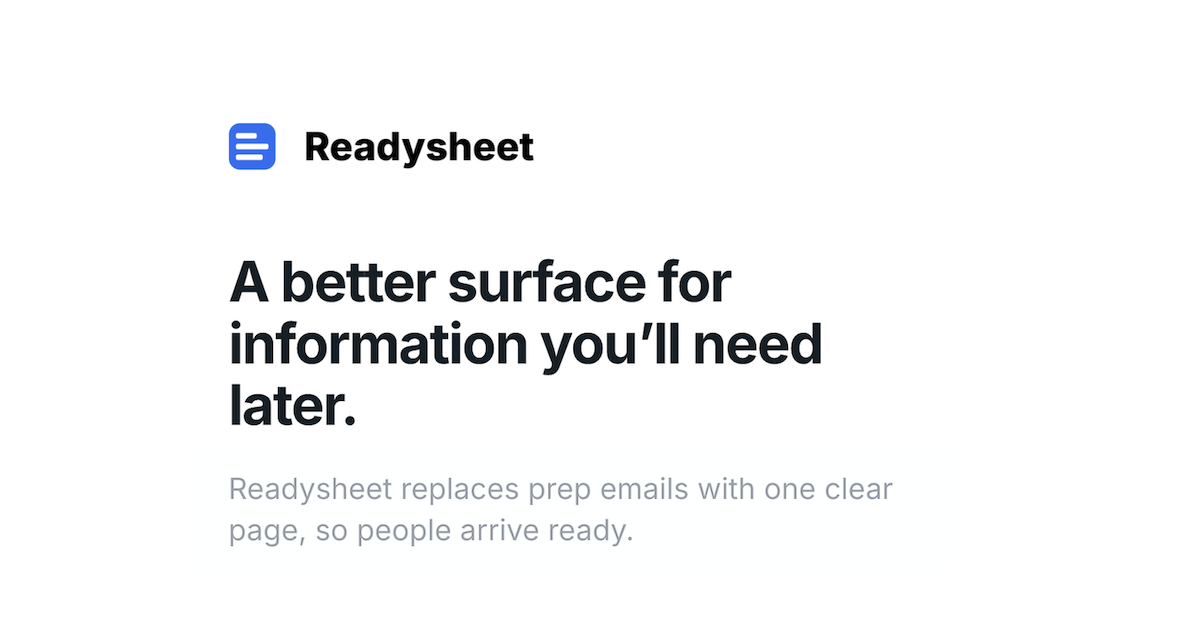 Readysheet - Main product screenshot demonstrating key features and user interface