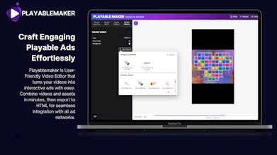 شعار برنامج Playablemaker: محرر فيديو بسيط وسهل الاستخدام لإنشاء إعلانات تفاعلية.