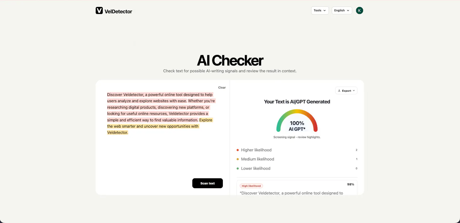 veldetector screenshot 5