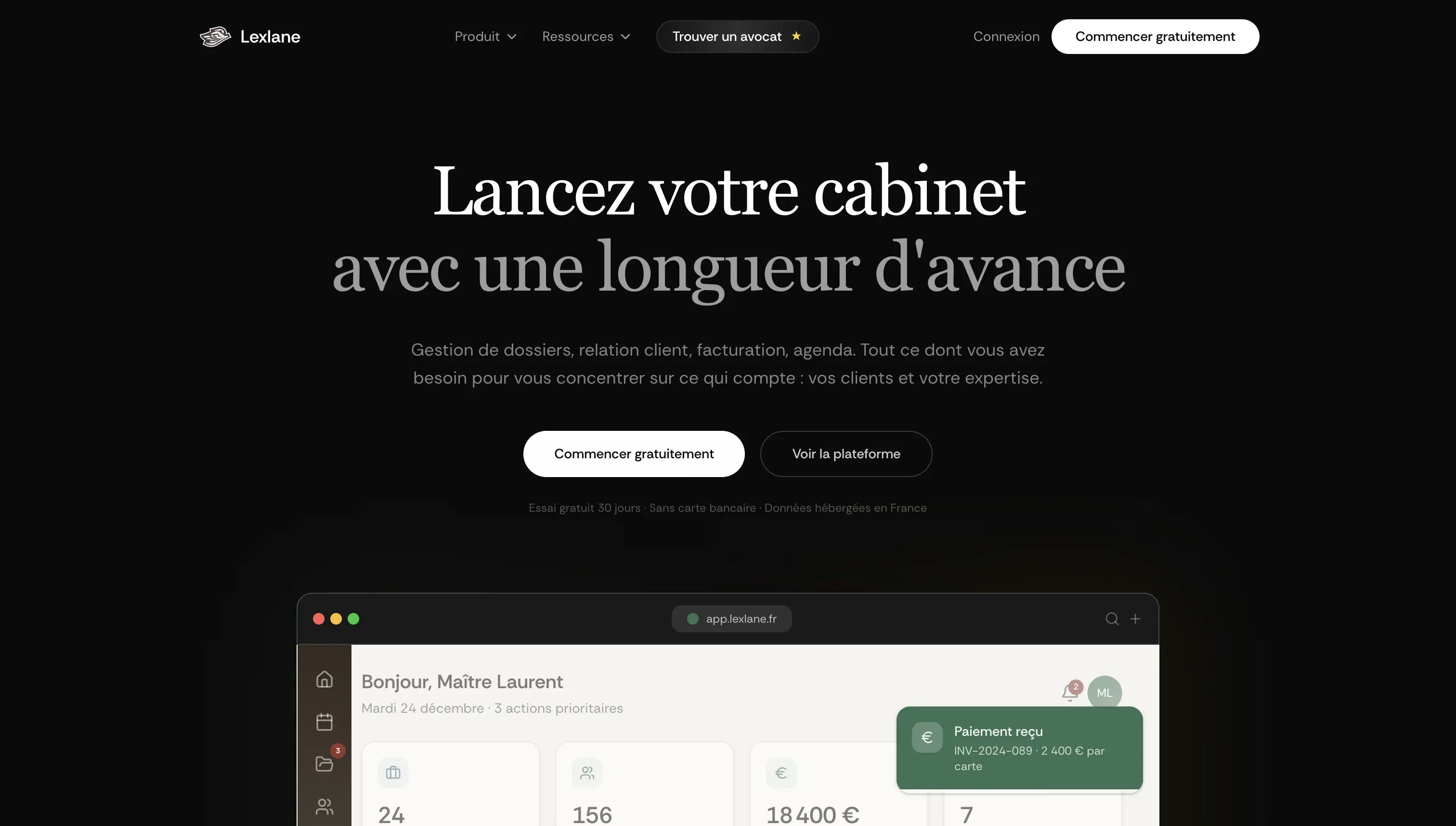 Lexlane - Main product screenshot demonstrating key features and user interface