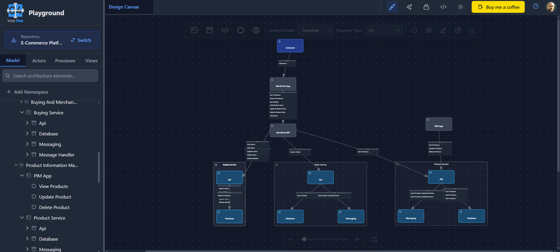 C4InterFlow Playground - Screenshot 2 showing product features and functionality