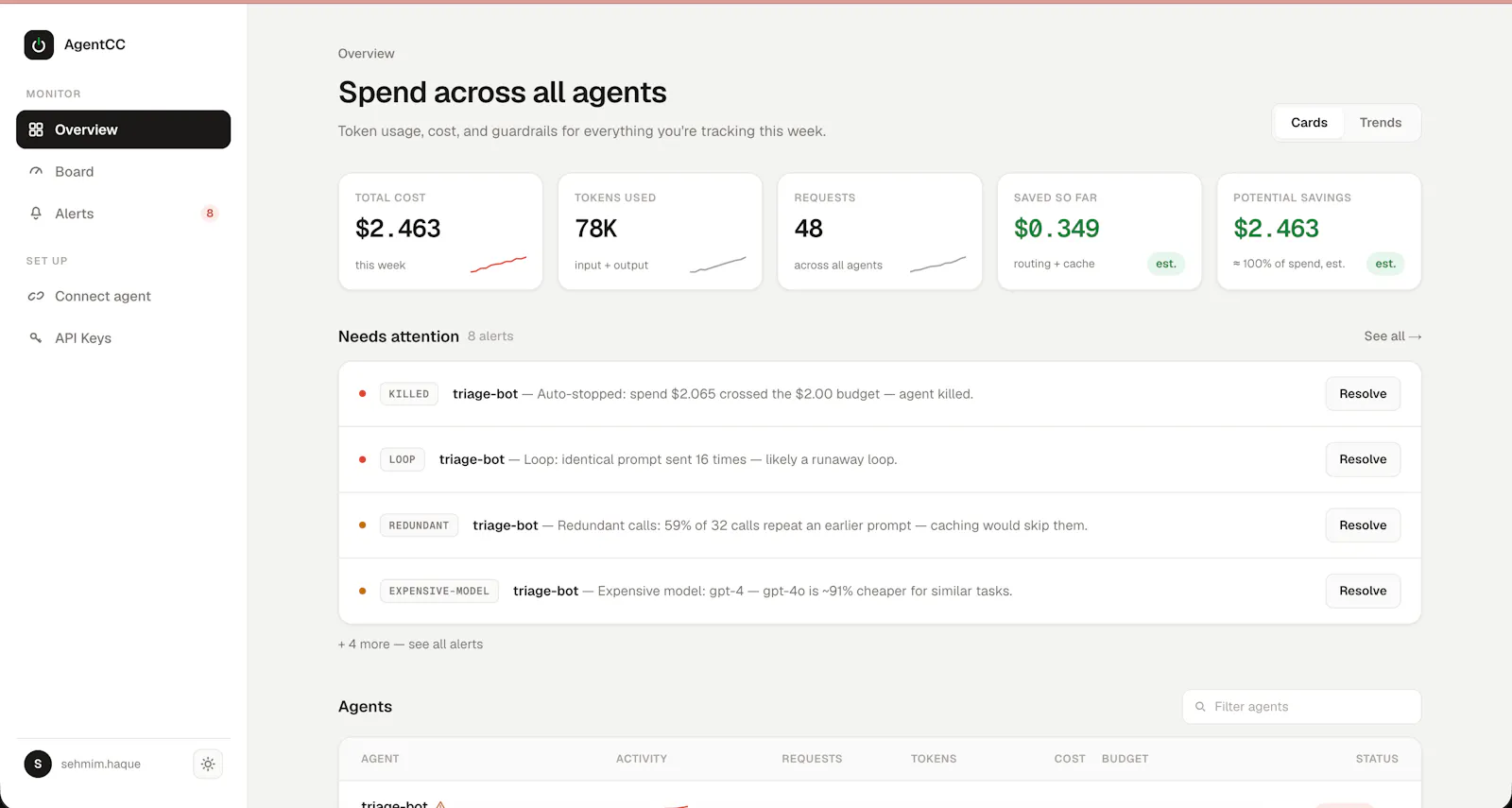 Agent Cost Controller screenshot 2