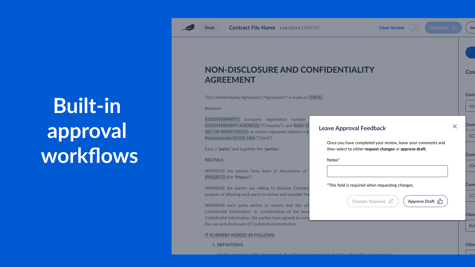 Média Draft par Robin AI - Créer facilement des contrats à partir de modèles de contrat approuvés 4