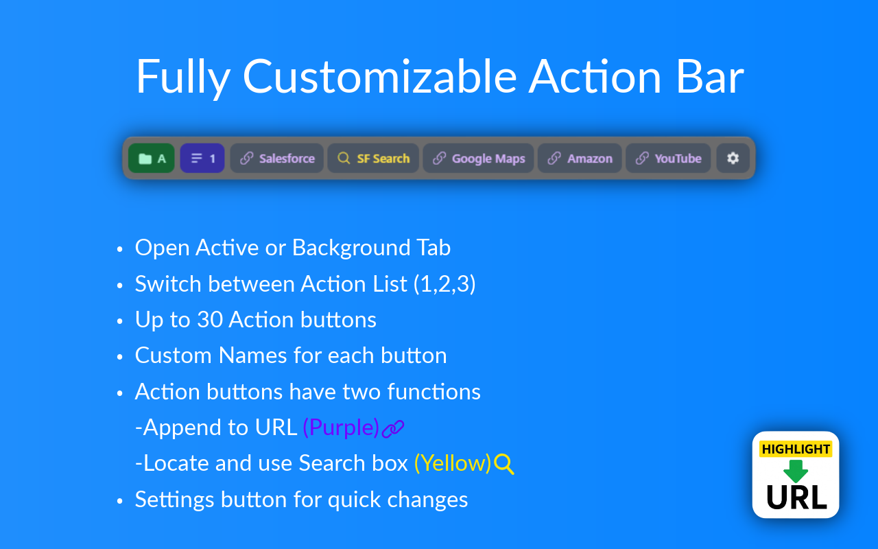 Highlight to URL - Screenshot 2 showing product features and functionality