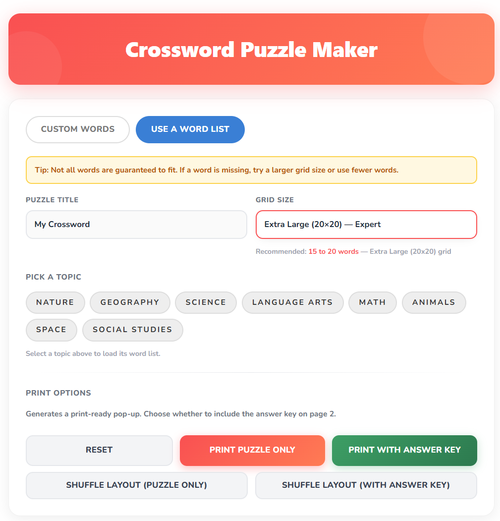 Crossword Generator gallery image