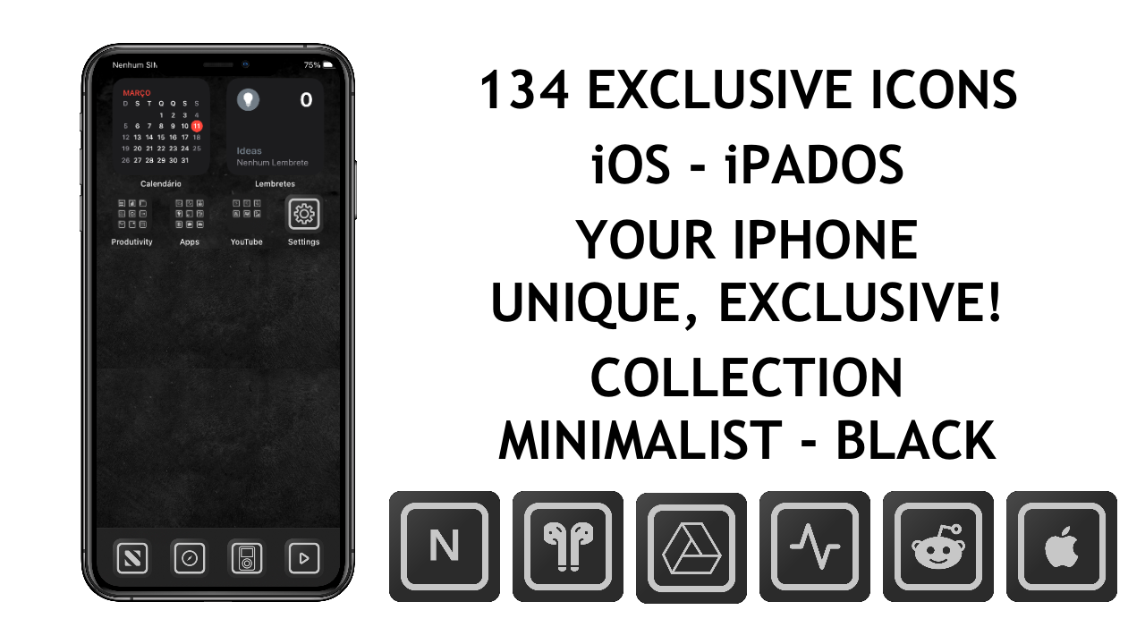 Media Pek ikon minimum - Set minimalis 134 ikon tersuai untuk iOS & iPados 2
