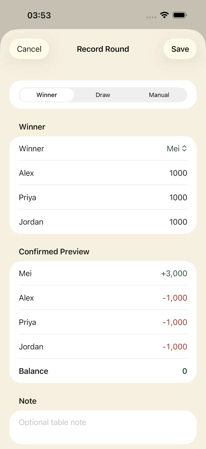 TileLedger Mahjong Score screenshot 2