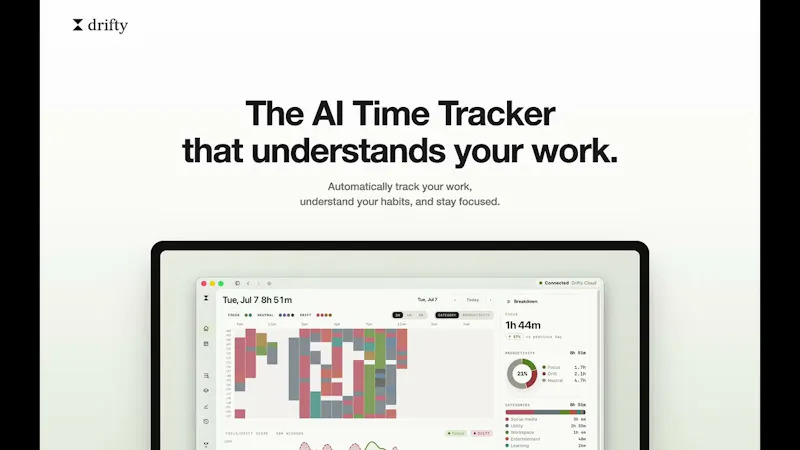 Drifty - Context Aware AI Time Tracker screenshot 1 (video preview)