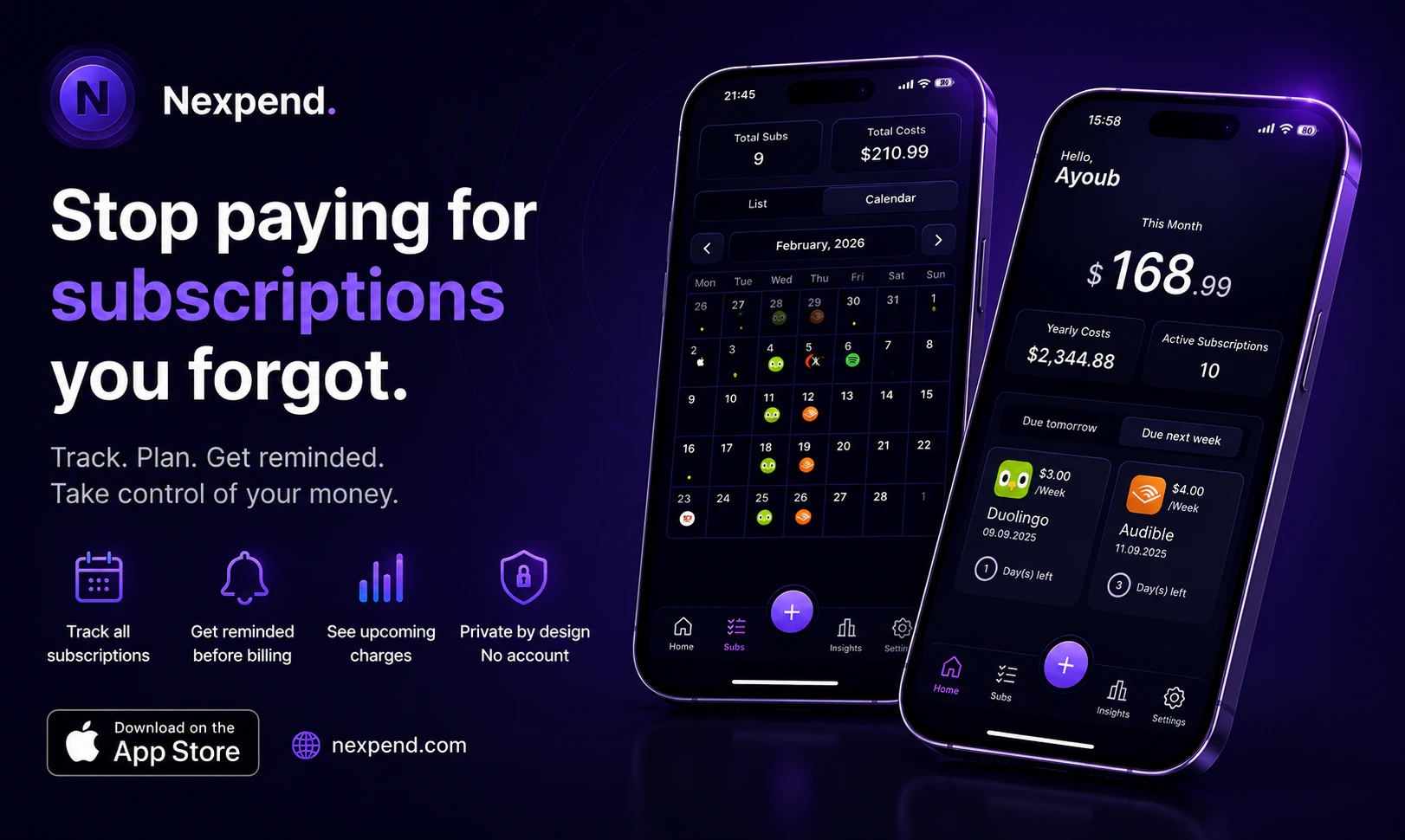 Nexpend - Subscription Tracker screenshot 1
