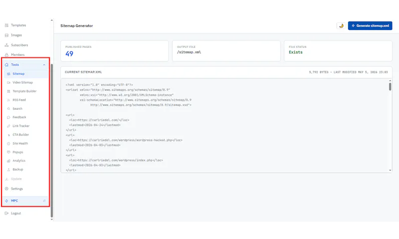 C.A.R.L CMS screenshot 3