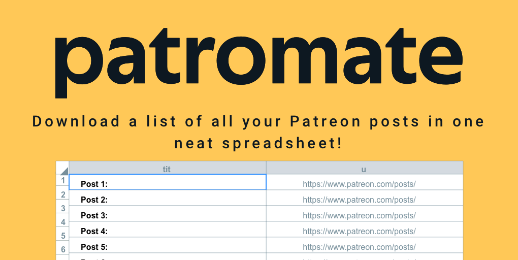 Patromeren - Download al je Patreon -berichten in één nette spreadsheet! media 1