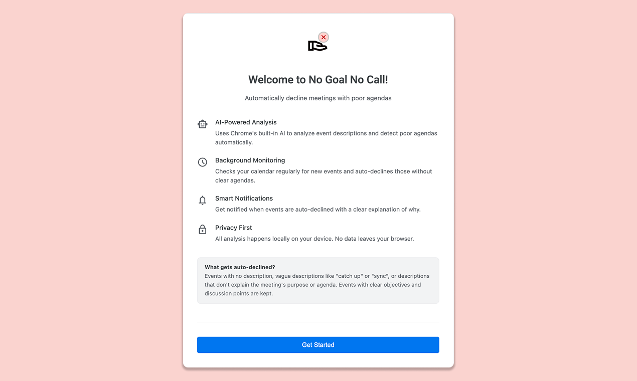 No Goal No Call - Screenshot 2 showing product features and functionality