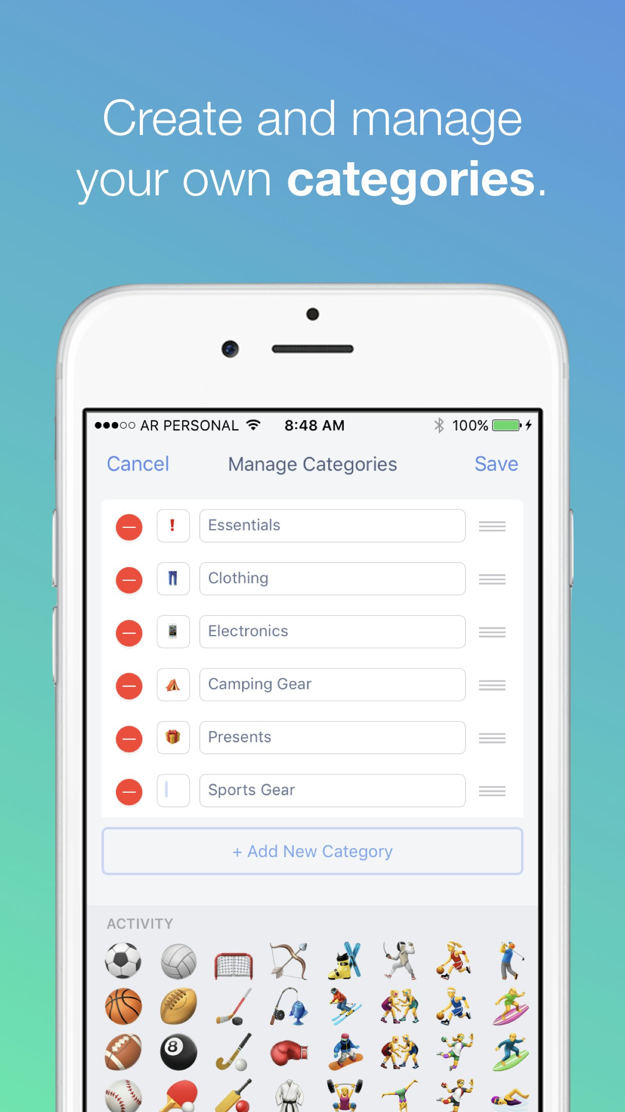 The Packing List for iOS Image