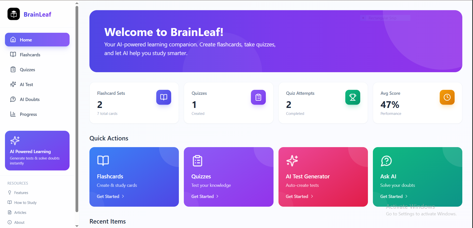 BrainLeaf - Main product screenshot demonstrating key features and user interface