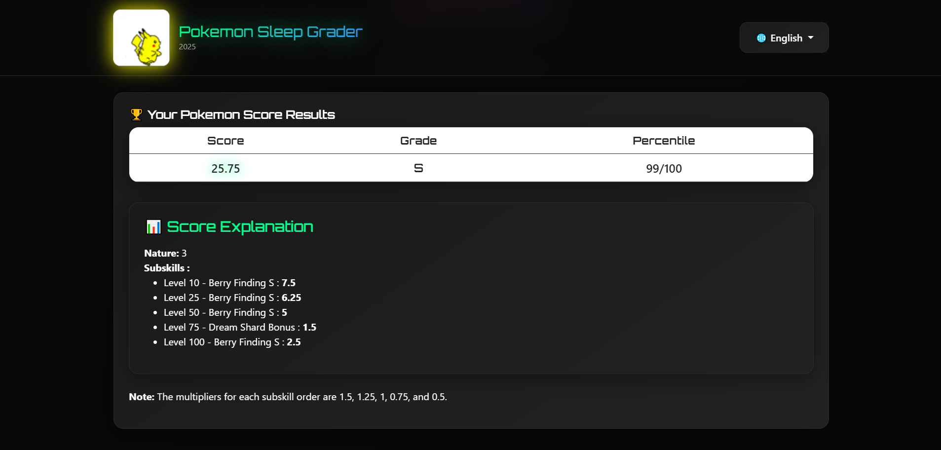 Pokemon Sleep Grader screenshot 2
