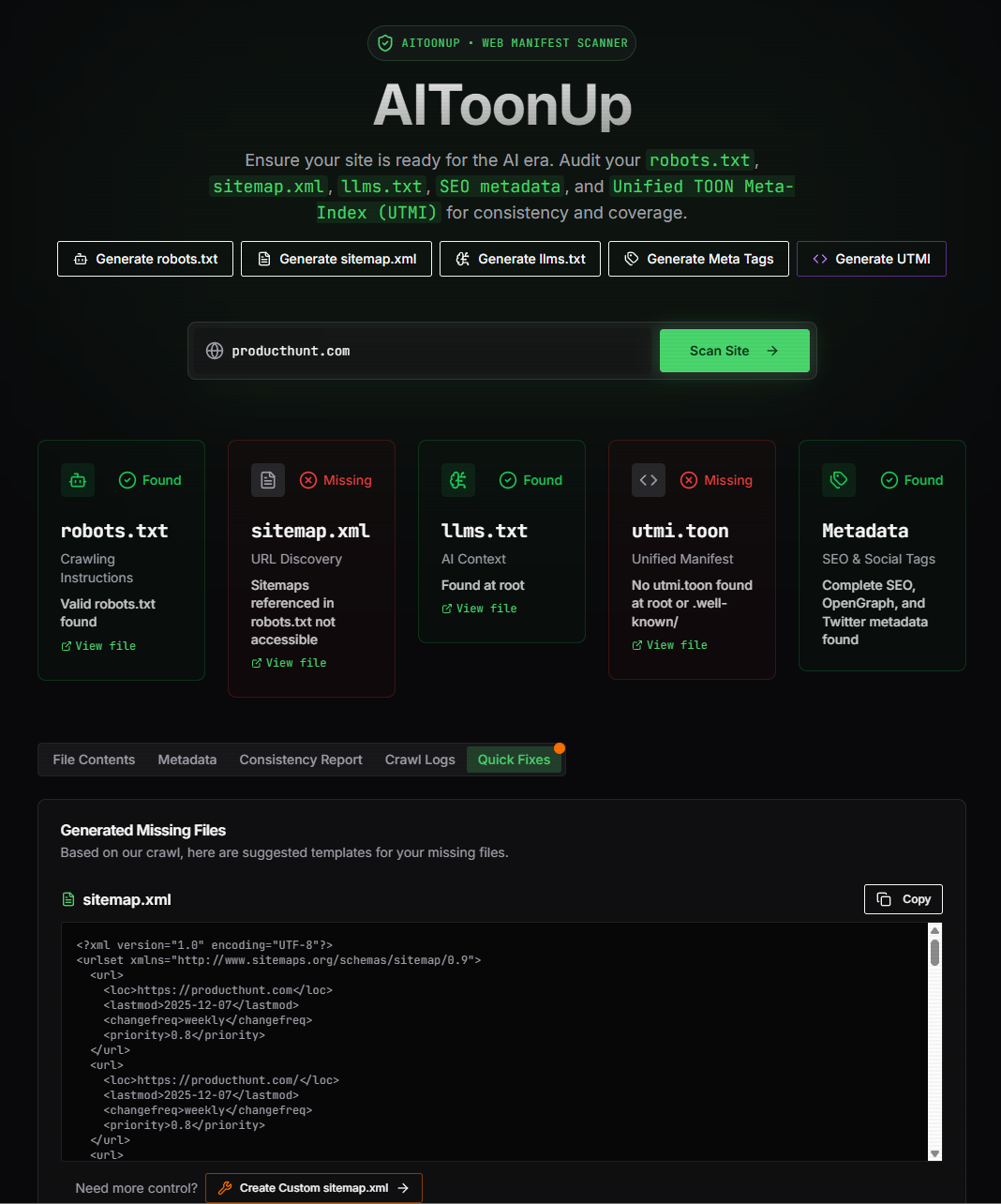 AIToonUp.com MVP launch gallery image