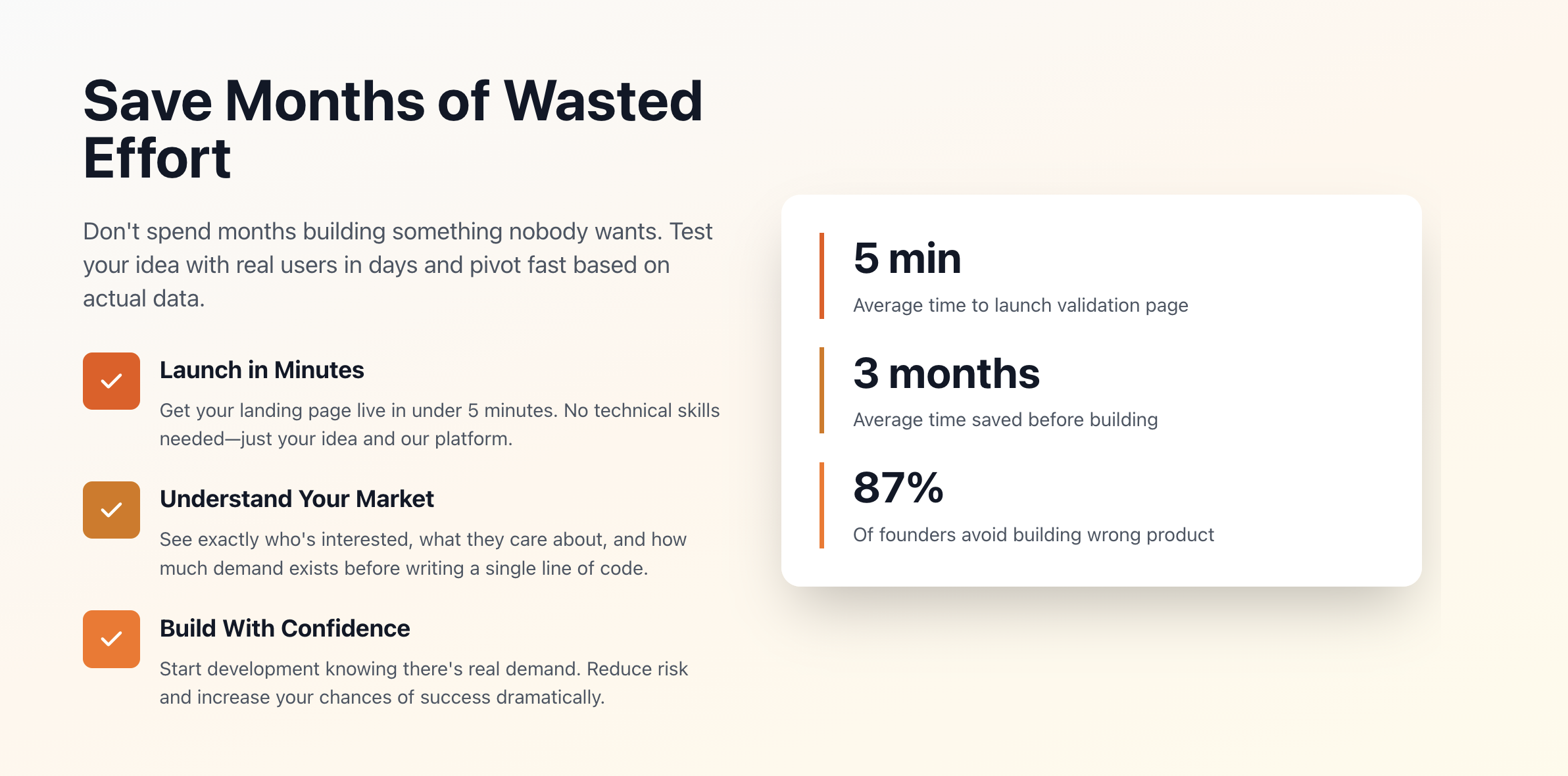 Validate Your Idea Before Building - Screenshot 3 showing product features and functionality