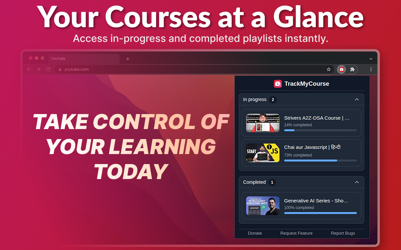 TrackMycourse - YouTube प्लेलिस्ट ट्रैकर - YouTube प्लेलिस्ट को प्रगति और चेकबॉक्स के साथ पाठ्यक्रम में बदल दें मीडिया 6
