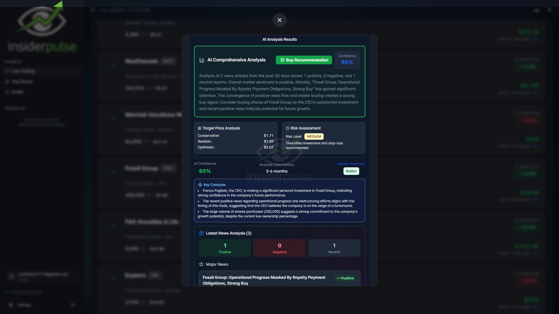 InsiderPulse - Screenshot 3 showing product features and functionality