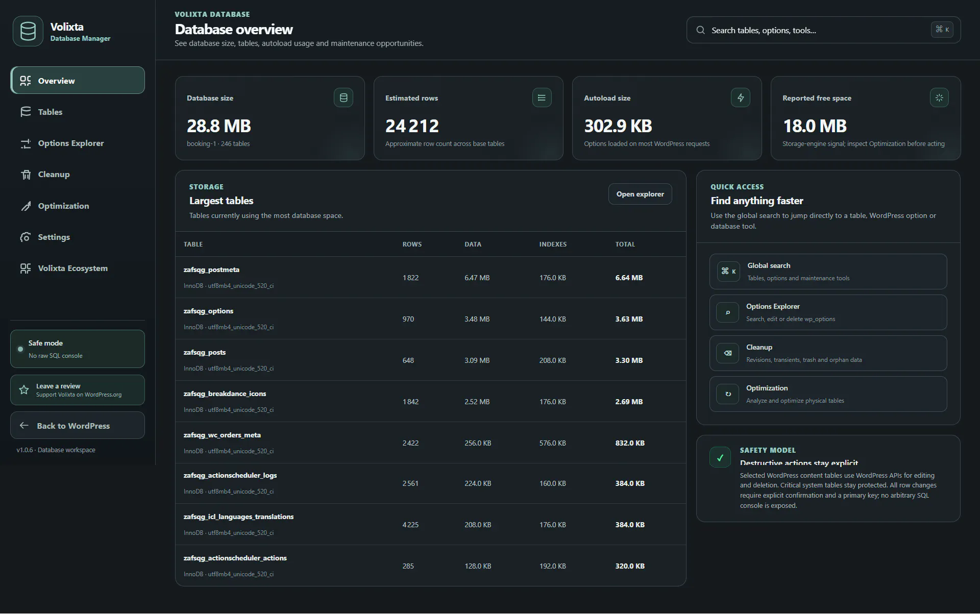 VOLIXTA Database Manager for WordPress gallery image