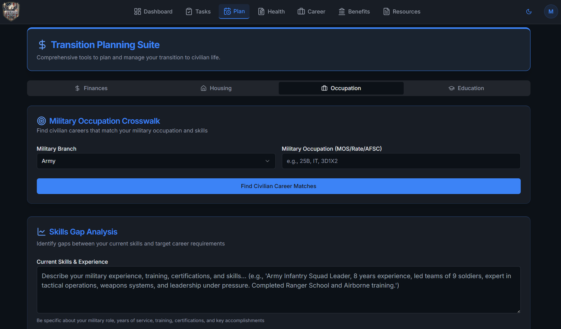 Veterans Transition Center - Screenshot 4 showing product features and functionality