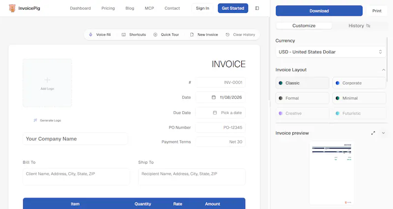 InvoicePig screenshot 1