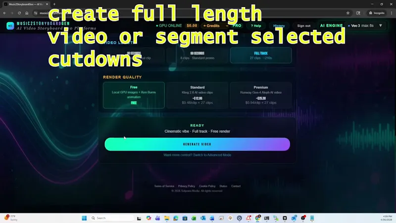Music2storyboardgen screenshot 1 (video preview)