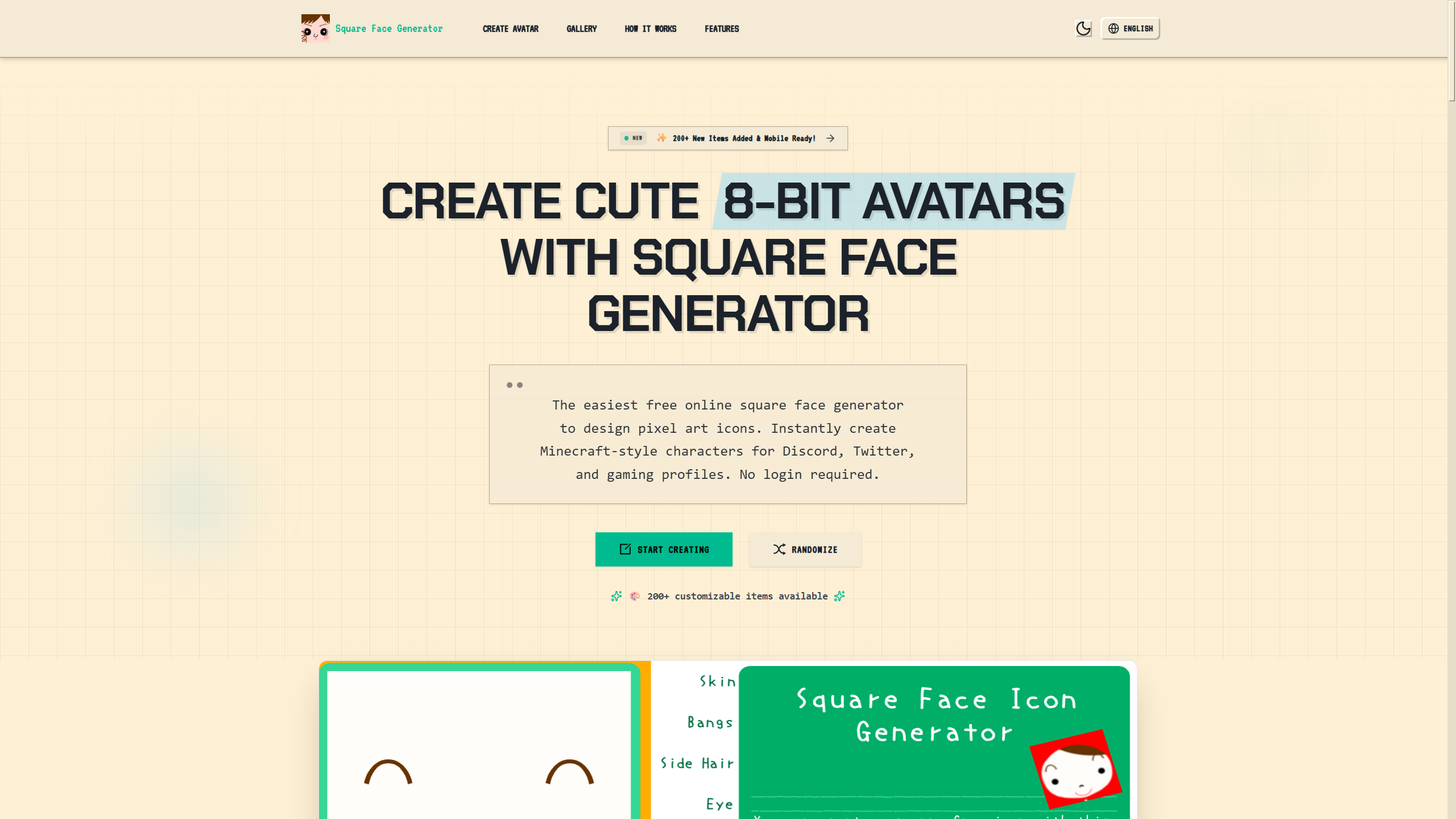 Square Face Generator - Main product screenshot demonstrating key features and user interface