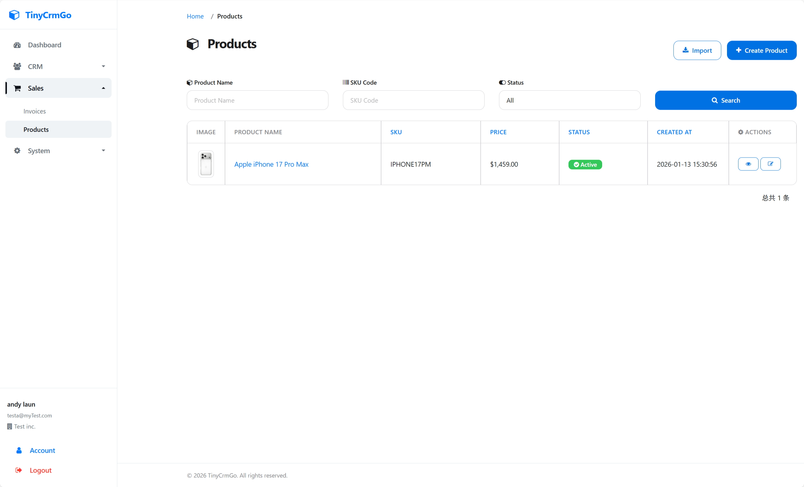 TinyCrmGo - Screenshot 4 showing product features and functionality