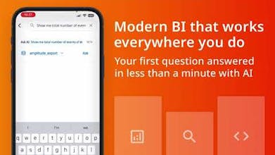 Inteligência Artificial conversacional e interface de arrastar e soltar fornecendo insights rápidos em plataformas móveis e web.