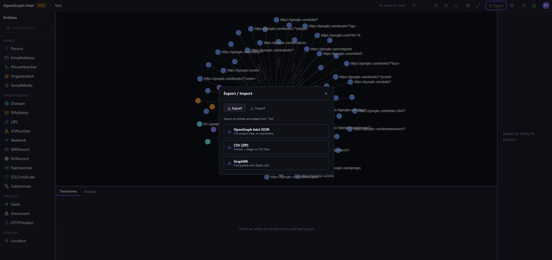 OpenGraph Intel - Screenshot 2 showing product features and functionality