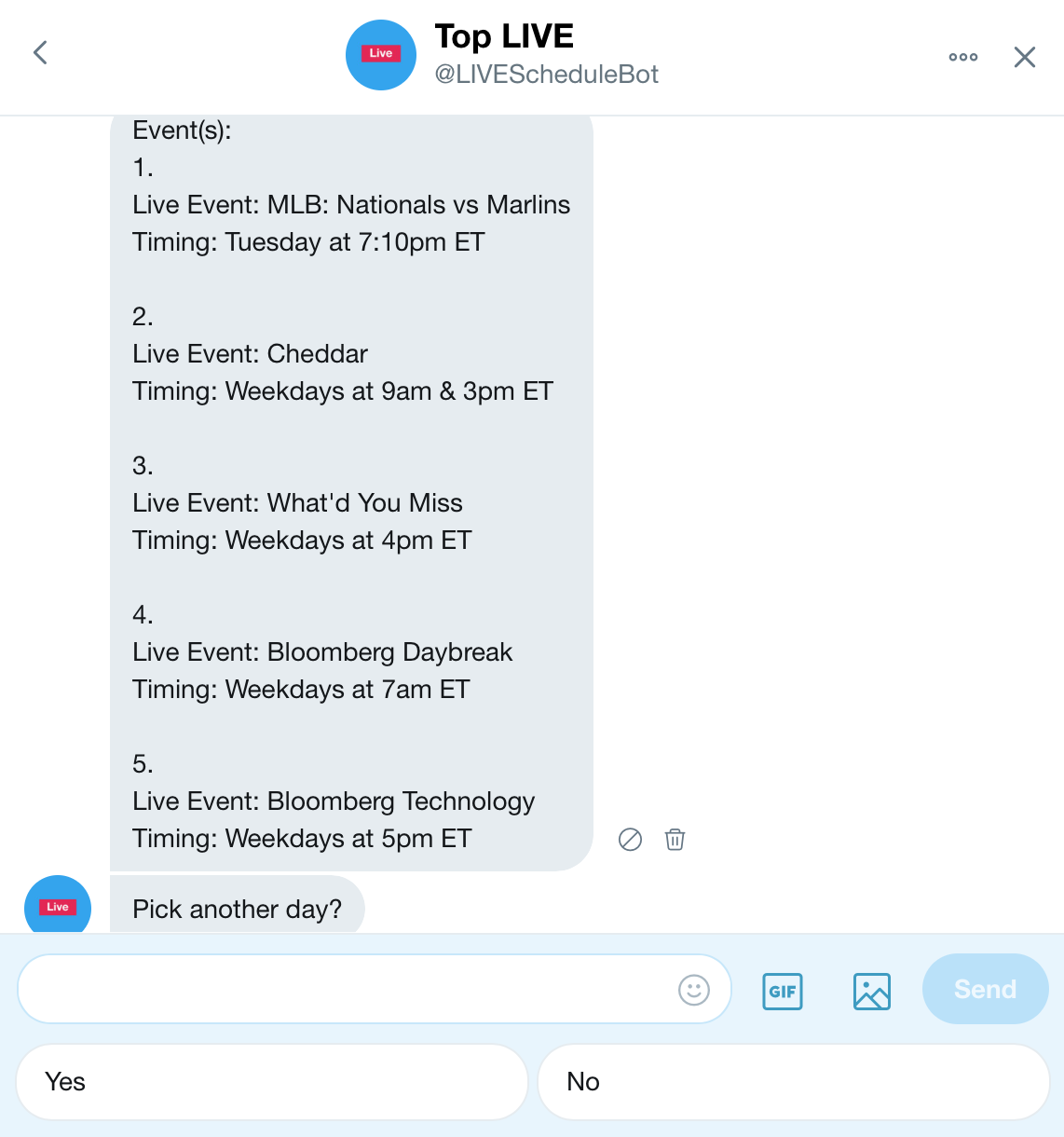LIVE Schedule Bot gallery image