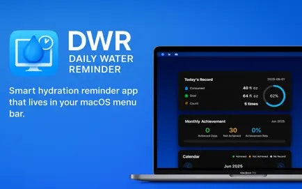 DWR - การเตือนความจำน้ำทุกวัน - การเตือนความชุ่มชื้นอย่างชาญฉลาดในแถบเมนู MacOS ของคุณ media 1