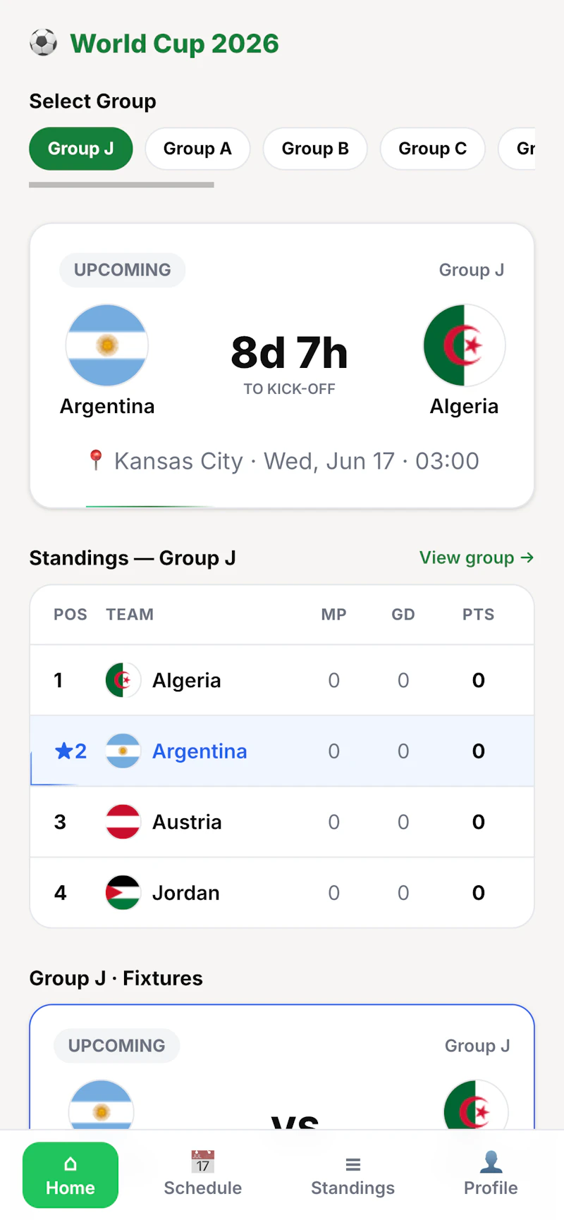 World Cup 26 Fixtures, Scores, Table App screenshot 1