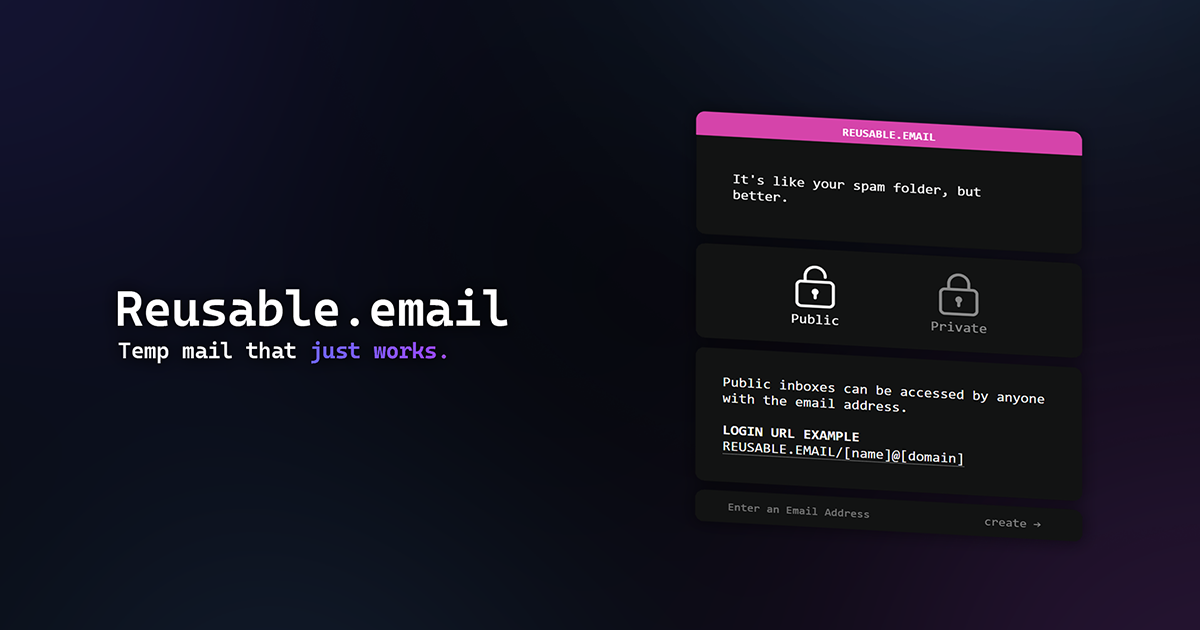 Reusable.email - 단지 작동하는 임시 메일. 미디어 1