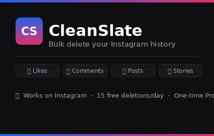CleanSlate Bulk Delete Instagram history gallery image