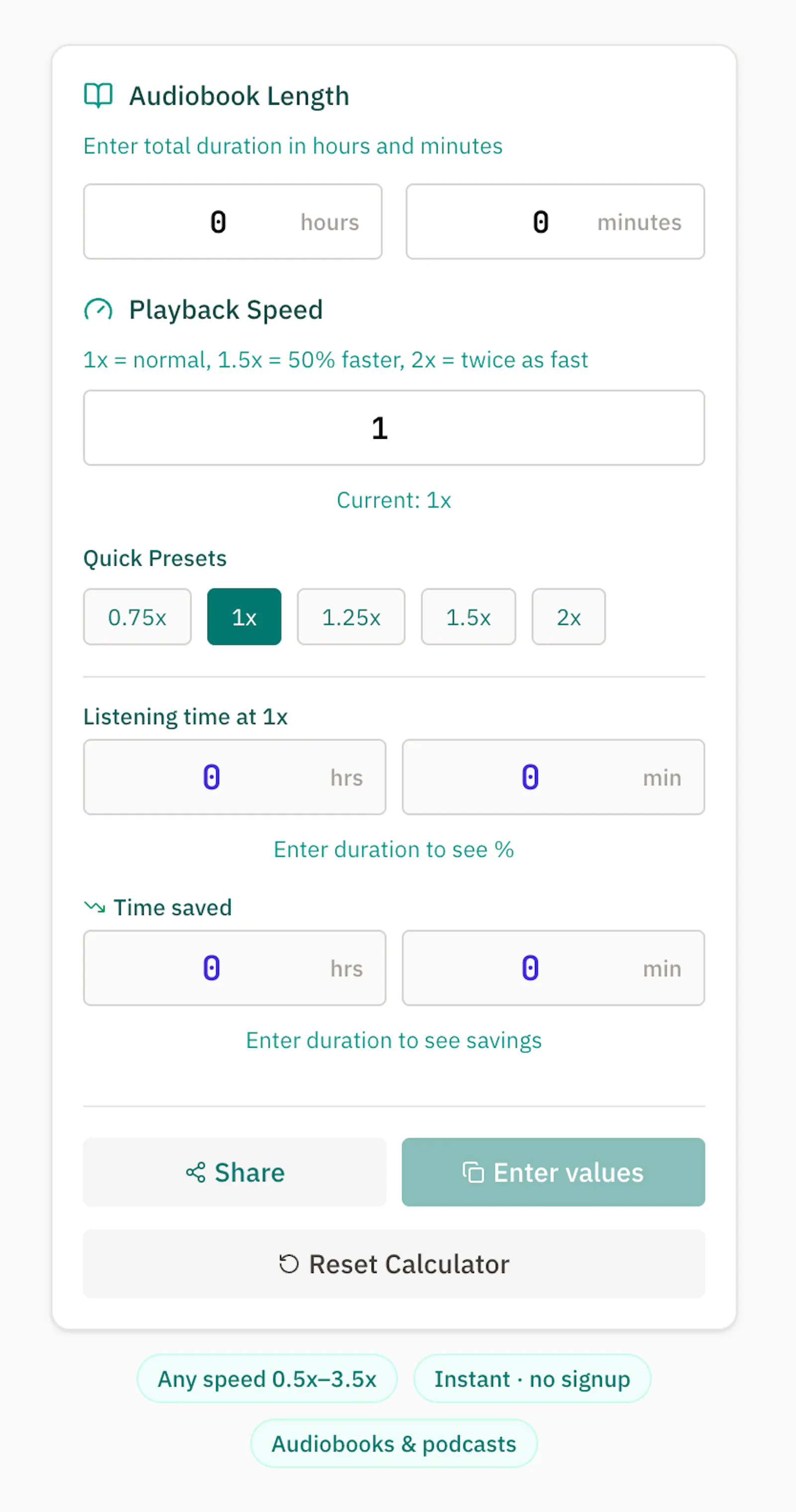 Audiobook Speed Calculator screenshot 2