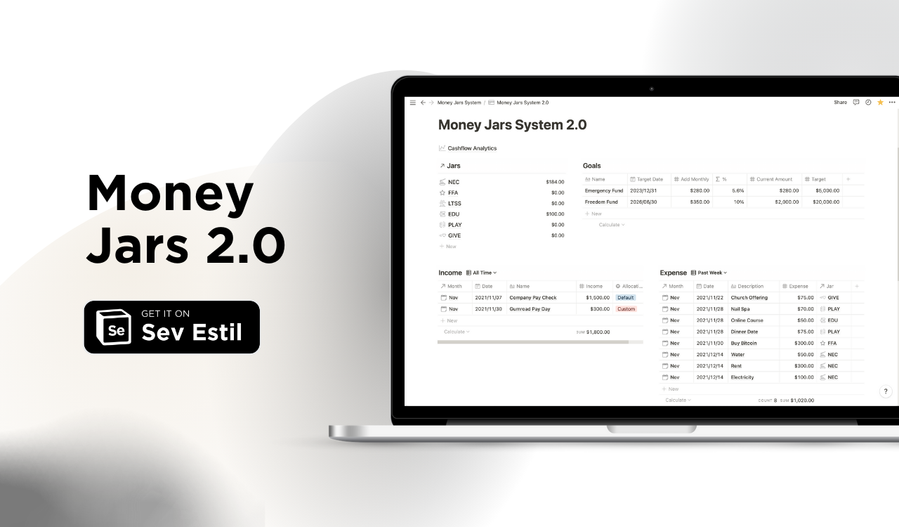 Notion Money Jars System 2.0 gallery image