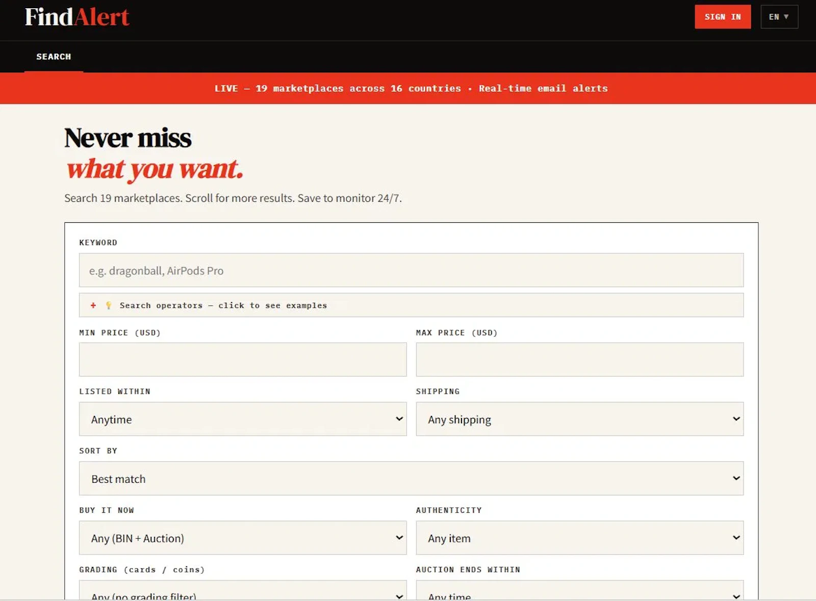 FindAlert screenshot 1