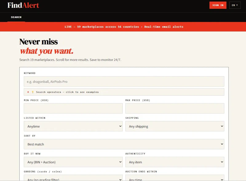 FindAlert screenshot 1