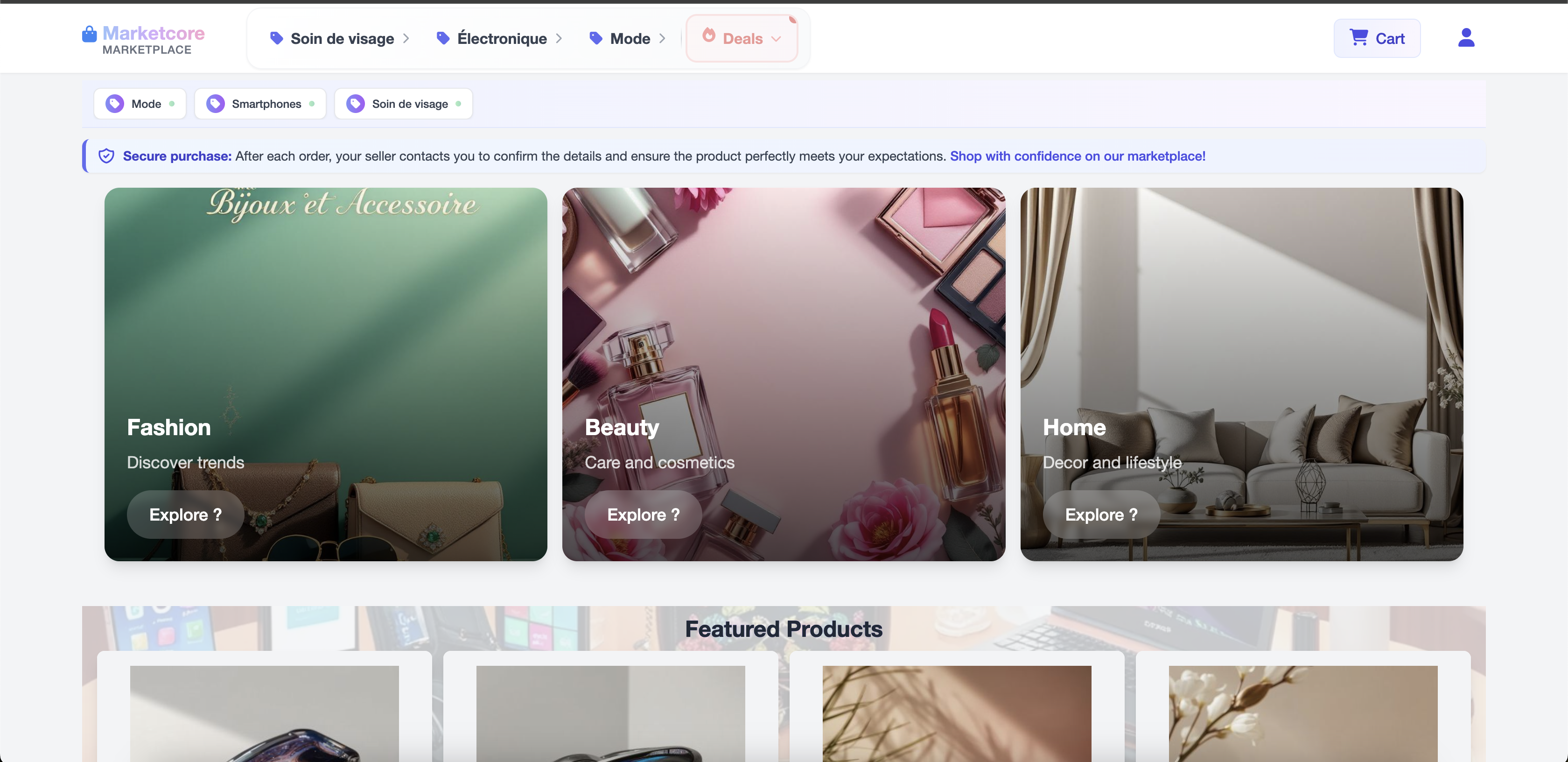 Marketcore - Main screenshot showing features and interface