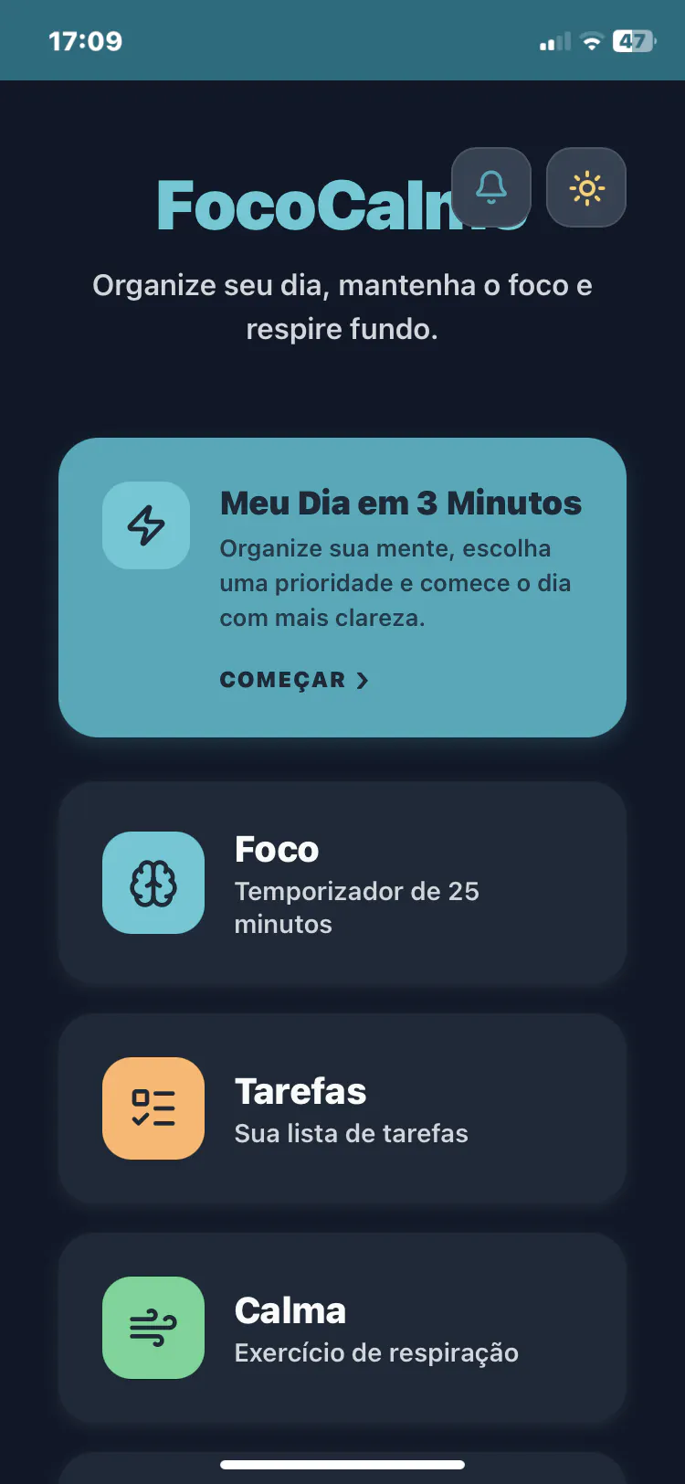 FocoCalmo - Foco, TDAH e Ansiedade