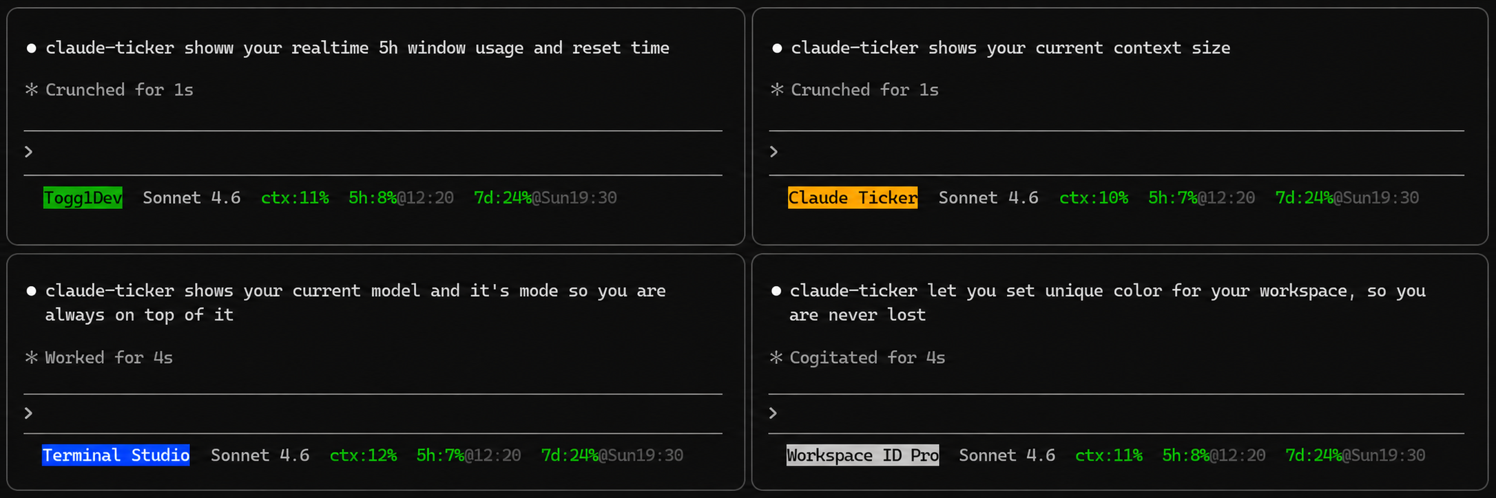 claude-ticker for Claude Code CLI
