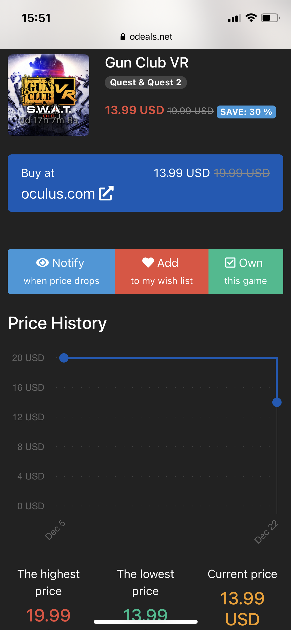 O Deals — Oculus Games Price Tracker gallery image